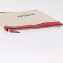 Balenciaga Navy Clip M Clutch Bag Canvas Beige Silver 373834 Auth 207852A-5