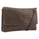 Bottega Veneta INTRECCIATO Shoulder Bag Leather Brown Gold Auth 207854A-1