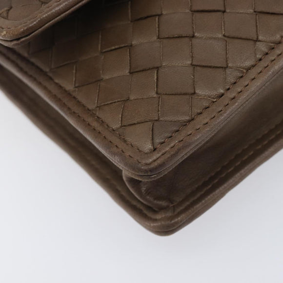 Bottega Veneta INTRECCIATO Shoulder Bag Leather Brown Gold Auth 207854A
