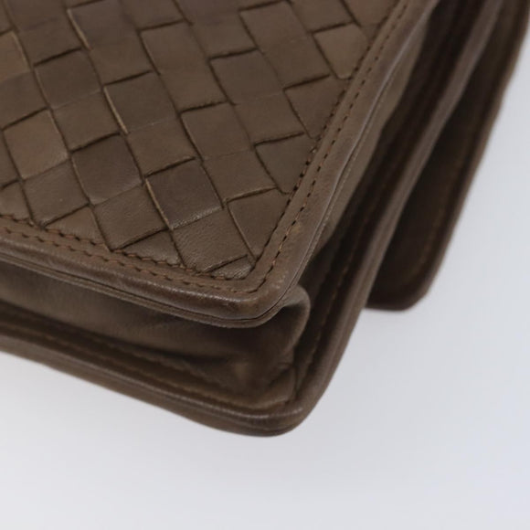 Bottega Veneta INTRECCIATO Shoulder Bag Leather Brown Gold Auth 207854A
