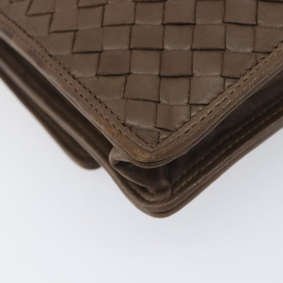 Bottega Veneta INTRECCIATO Shoulder Bag Leather Brown Gold Auth 207854A