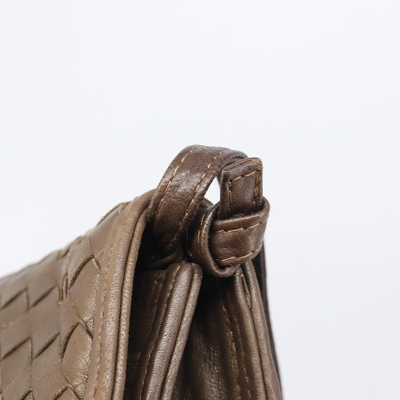 Bottega Veneta INTRECCIATO Shoulder Bag Leather Brown Gold Auth 207854A