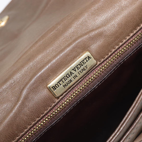 Bottega Veneta INTRECCIATO Shoulder Bag Leather Brown Gold Auth 207854A