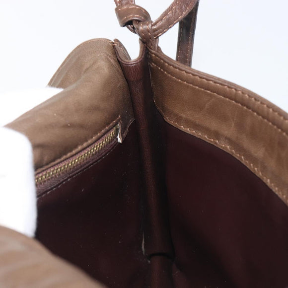 Bottega Veneta INTRECCIATO Shoulder Bag Leather Brown Gold Auth 207854A