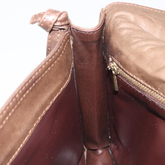 Bottega Veneta INTRECCIATO Shoulder Bag Leather Brown Gold Auth 207854A