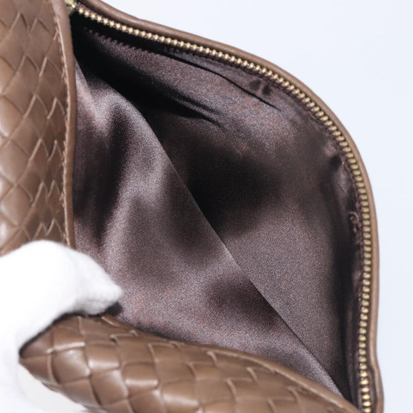 Bottega Veneta INTRECCIATO Shoulder Bag Leather Brown Gold Auth 207854A