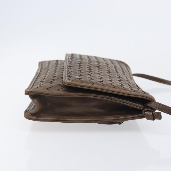 Bottega Veneta INTRECCIATO Shoulder Bag Leather Brown Gold Auth 207854A