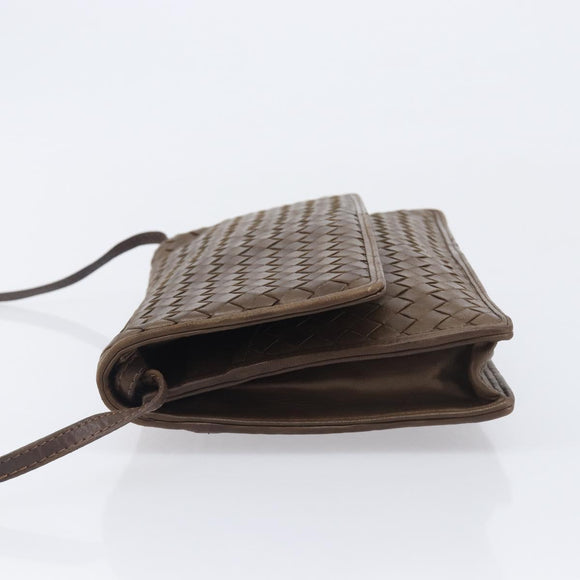 Bottega Veneta INTRECCIATO Shoulder Bag Leather Brown Gold Auth 207854A