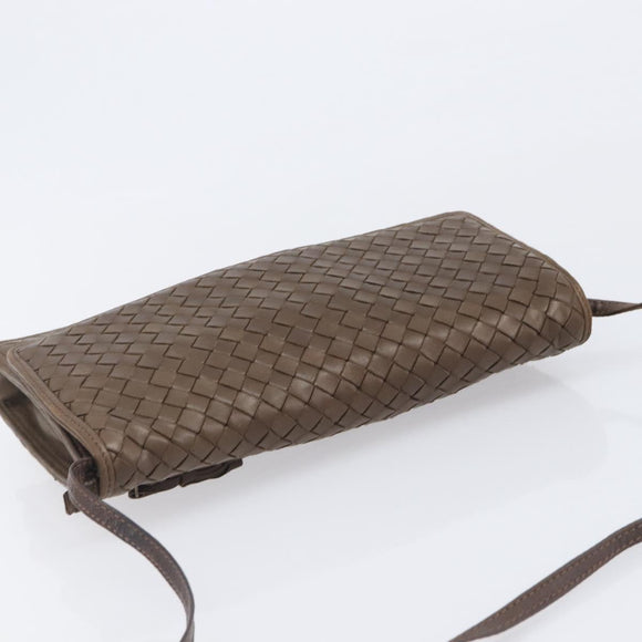 Bottega Veneta INTRECCIATO Shoulder Bag Leather Brown Gold Auth 207854A