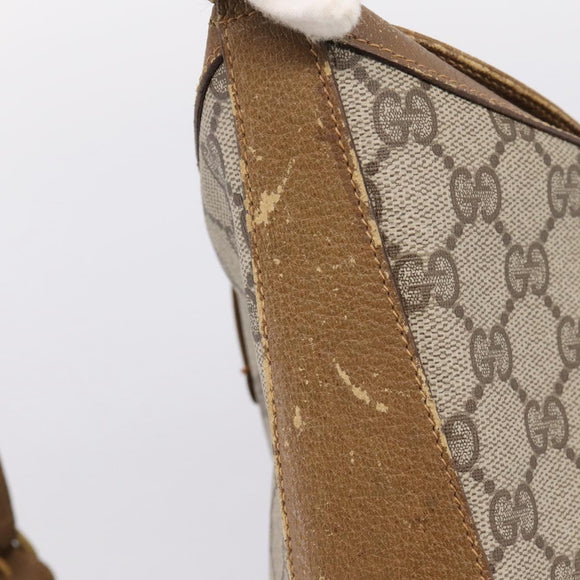 GUCCI GG Supreme Web Sherry Line Bag PVC Beige Gold 904 02 081 Auth 207855