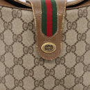 GUCCI GG Supreme Web Sherry Line Bag PVC Beige Gold 904 02 081 Auth 207855-16