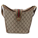 GUCCI GG Supreme Web Sherry Line Bag PVC Beige Gold 904 02 081 Auth 207855-2