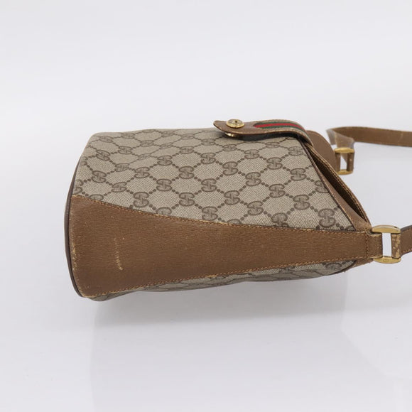 GUCCI GG Supreme Web Sherry Line Bag PVC Beige Gold 904 02 081 Auth 207855