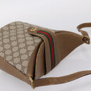 GUCCI GG Supreme Web Sherry Line Bag PVC Beige Gold 904 02 081 Auth 207855-6