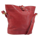 LOEWE Shoulder Bag Leather Red Gold Auth 207857-1