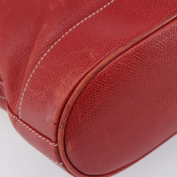 LOEWE Shoulder Bag Leather Red Gold Auth 207857