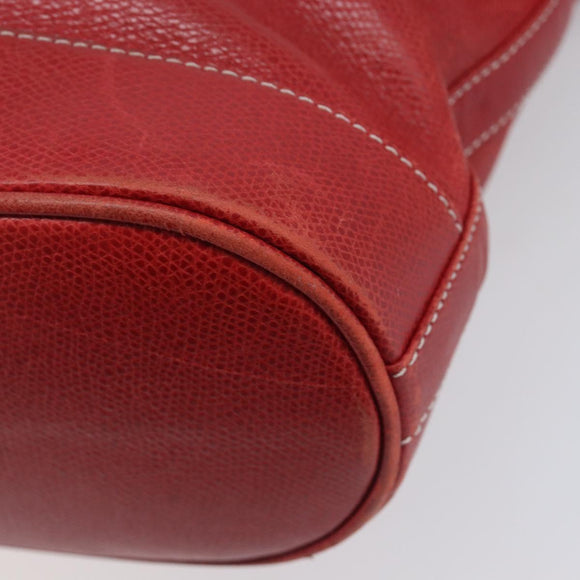 LOEWE Shoulder Bag Leather Red Gold Auth 207857