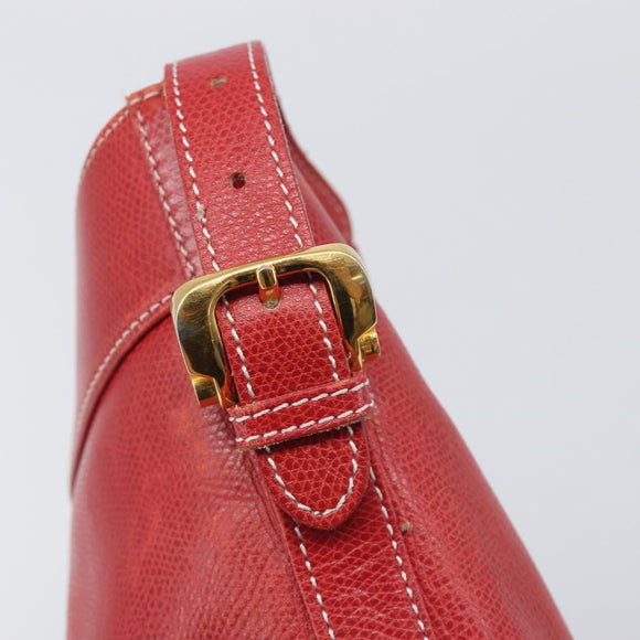 LOEWE Shoulder Bag Leather Red Gold Auth 207857