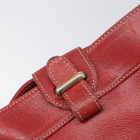 LOEWE Shoulder Bag Leather Red Gold Auth 207857