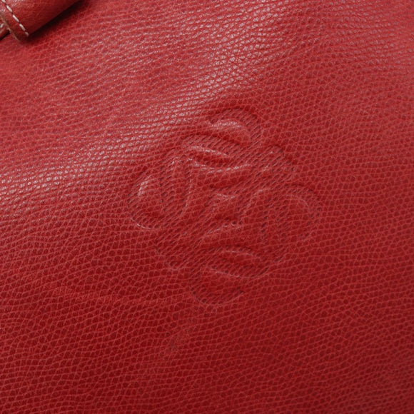 LOEWE Shoulder Bag Leather Red Gold Auth 207857
