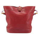 LOEWE Shoulder Bag Leather Red Gold Auth 207857-2