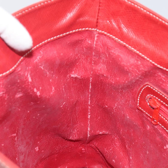 LOEWE Shoulder Bag Leather Red Gold Auth 207857