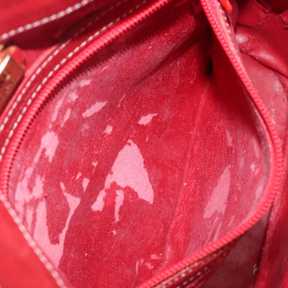 LOEWE Shoulder Bag Leather Red Gold Auth 207857