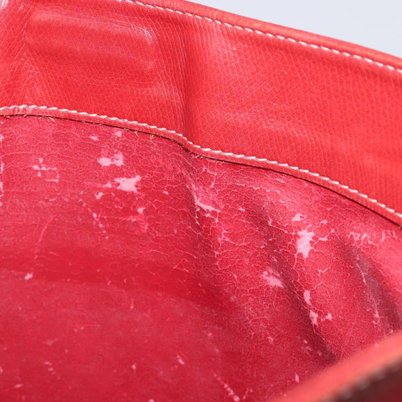 LOEWE Shoulder Bag Leather Red Gold Auth 207857