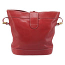 LOEWE Shoulder Bag Leather Red Gold Auth 207857-3