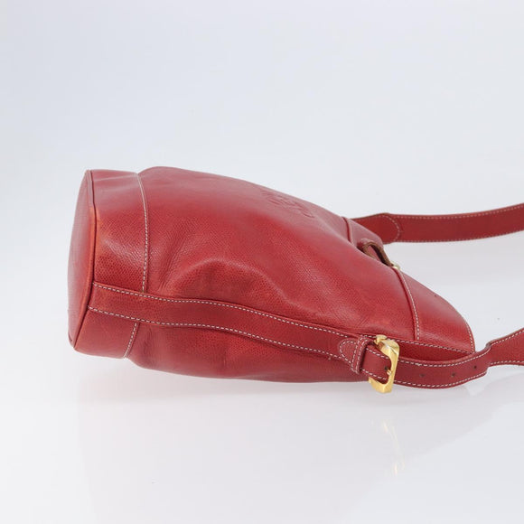 LOEWE Shoulder Bag Leather Red Gold Auth 207857