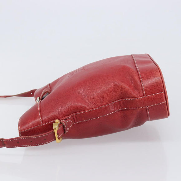 LOEWE Shoulder Bag Leather Red Gold Auth 207857