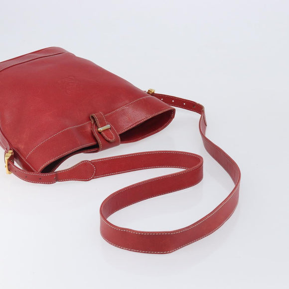 LOEWE Shoulder Bag Leather Red Gold Auth 207857
