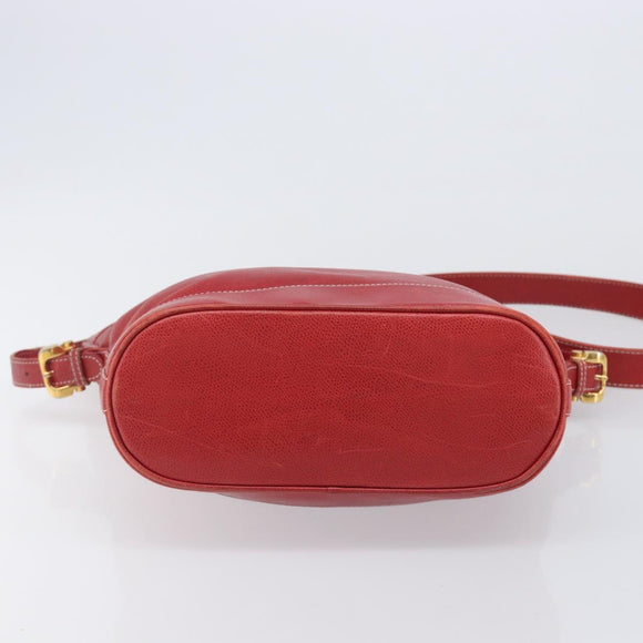 LOEWE Shoulder Bag Leather Red Gold Auth 207857