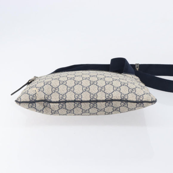 GUCCI GG Supreme Shoulder Bag PVC Navy Silver 295257 Auth 207858