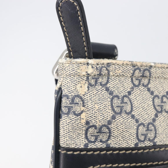 GUCCI GG Supreme Shoulder Bag PVC Navy Silver 295257 Auth 207858
