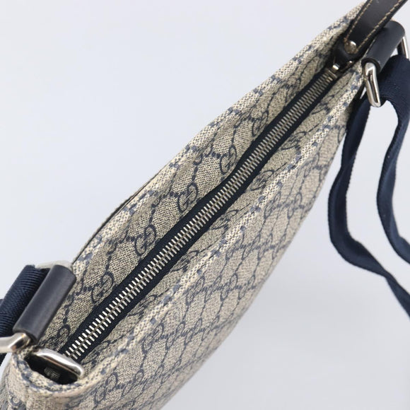 GUCCI GG Supreme Shoulder Bag PVC Navy Silver 295257 Auth 207858
