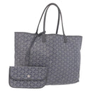 Goyard Herringbone Saint Louis PM Tote Bag PVC Gray Silver Auth 207860V-1