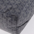 Goyard Herringbone Saint Louis PM Tote Bag PVC Gray Silver Auth 207860V-12