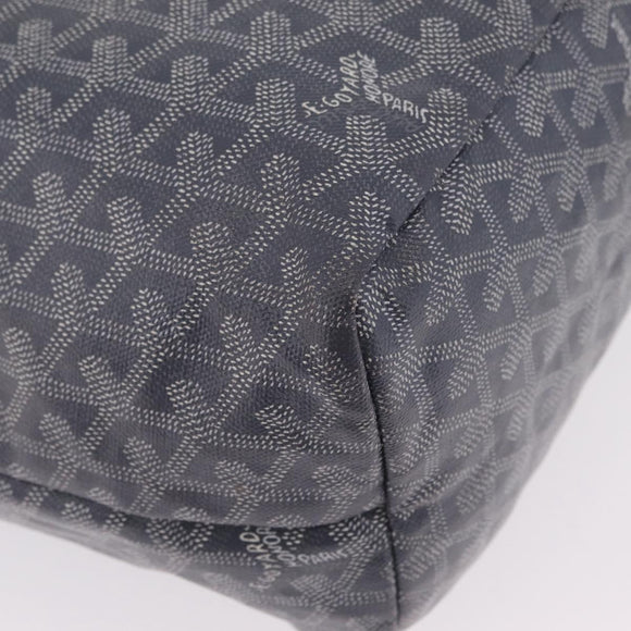 Goyard Herringbone Saint Louis PM Tote Bag PVC Gray Silver Auth 207860V