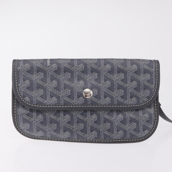 Goyard Herringbone Saint Louis PM Tote Bag PVC Gray Silver Auth 207860V