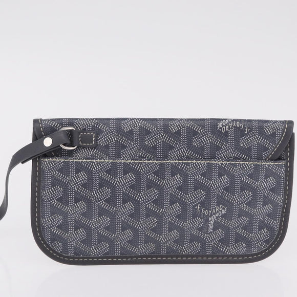 Goyard Herringbone Saint Louis PM Tote Bag PVC Gray Silver Auth 207860V