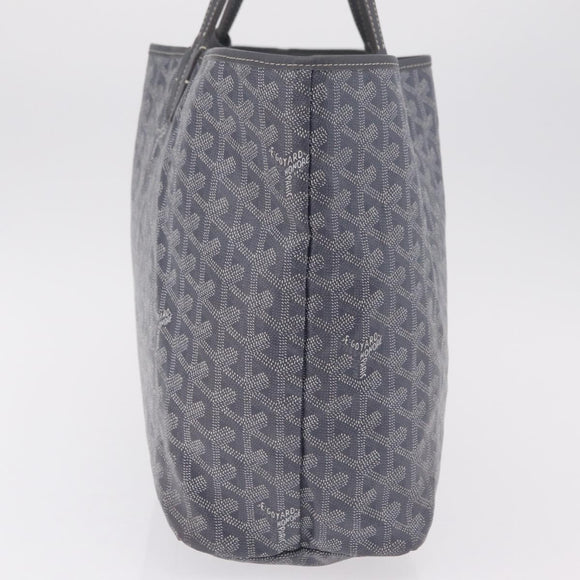 Goyard Herringbone Saint Louis PM Tote Bag PVC Gray Silver Auth 207860V