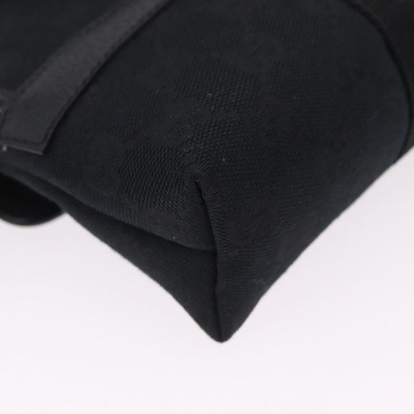 GUCCI GG Canvas Waist Bag Black Silver 131236 Auth 207862V