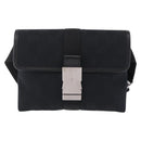 GUCCI GG Canvas Waist Bag Black Silver 131236 Auth 207862V-2