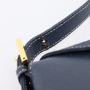 FENDI Mamma Baguette Shoulder Bag Leather Navy Gold Auth 207863SAV-9