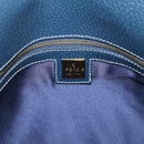 FENDI Mamma Baguette Shoulder Bag Leather Navy Gold Auth 207863SAV-21