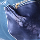 FENDI Mamma Baguette Shoulder Bag Leather Navy Gold Auth 207863SAV-23