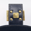 FENDI Mamma Baguette Shoulder Bag Leather Navy Gold Auth 207863SAV-10