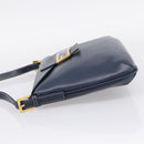 FENDI Mamma Baguette Shoulder Bag Leather Navy Gold Auth 207863SAV-3