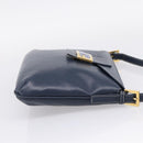 FENDI Mamma Baguette Shoulder Bag Leather Navy Gold Auth 207863SAV-4